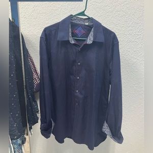 Robert Graham Blue Button Up Long Sleeve Shirt, size XL